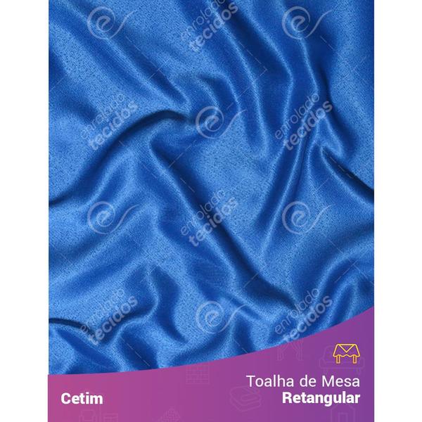 Imagem de Toalha de Mesa Retangular em Cetim Azul Royal