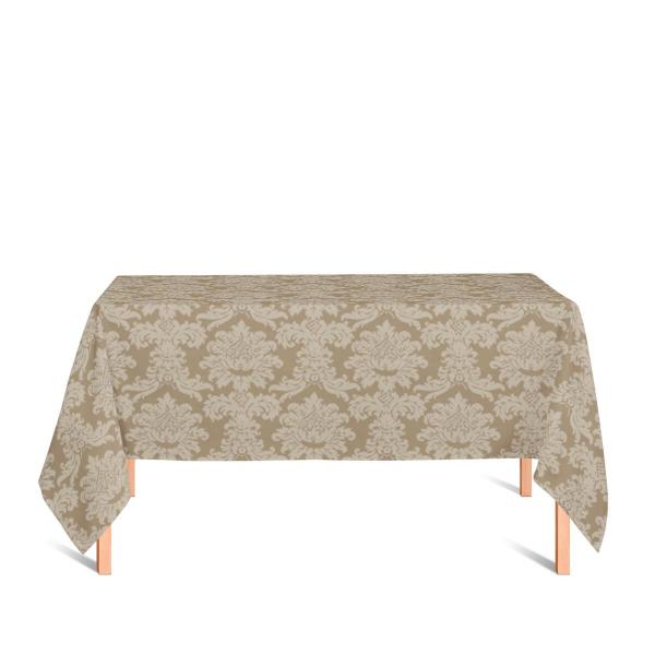 Imagem de Toalha de Mesa Retangular em Tecido Jacquard 100% Poliéster Medalhão Bege Escuro (Fendi)