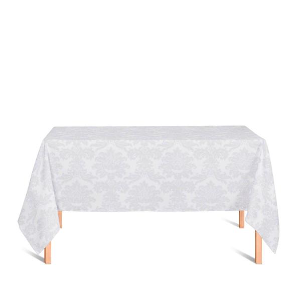 Imagem de Toalha de Mesa Retangular em Tecido Jacquard 100% Poliéster Medalhão Branco