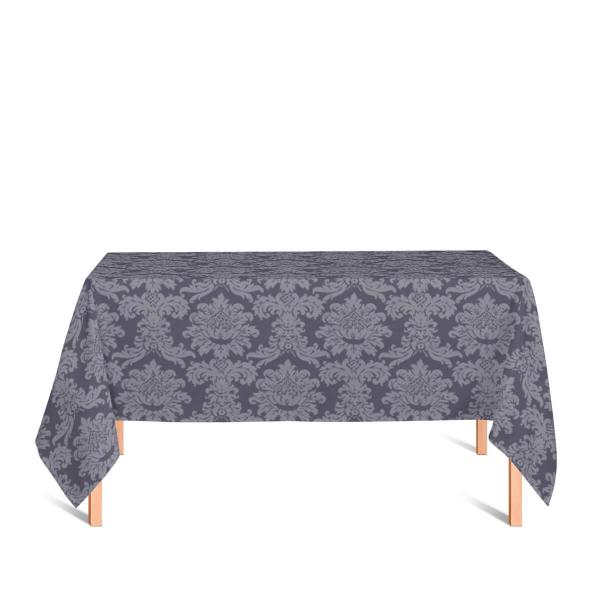 Imagem de Toalha de Mesa Retangular em Tecido Jacquard 100% Poliéster Medalhão Cinza Chumbo