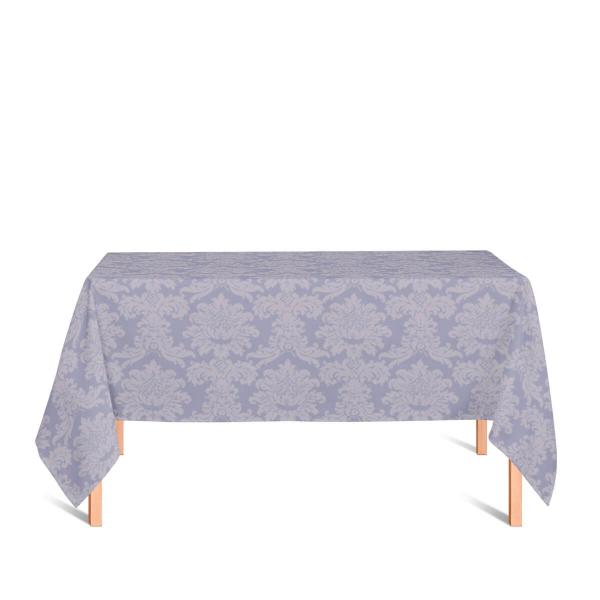 Imagem de Toalha de Mesa Retangular em Tecido Jacquard 100% Poliéster Medalhão Cinza