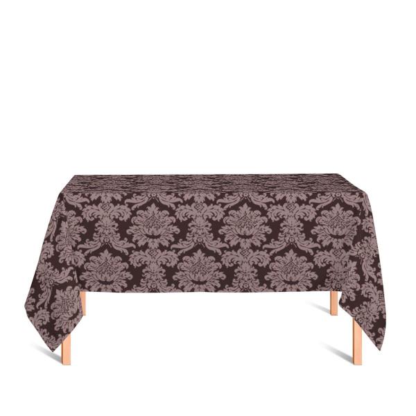 Imagem de Toalha de Mesa Retangular em Tecido Jacquard 100% Poliéster Medalhão Marrom