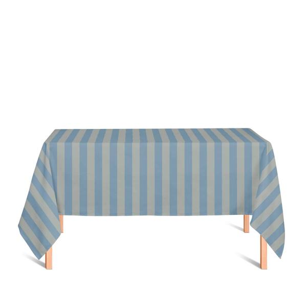 Toalha de Mesa Retangular em Tecido Jacquard Azul e Dourado Listrado Tradicional - Jacquard Tradicional Imagem de Toalha de Mesa Retangular em Tecido Jacquard Azul e Dourado Listrado Tradicional