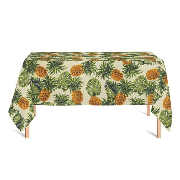 Imagem de Toalha de Mesa Retangular em Tecido Jacquard Estampado Abacaxi Amarelo