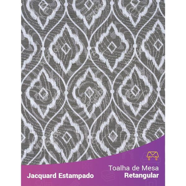 Imagem de Toalha de Mesa Retangular em Tecido Jacquard Estampado Arabesco Cinza