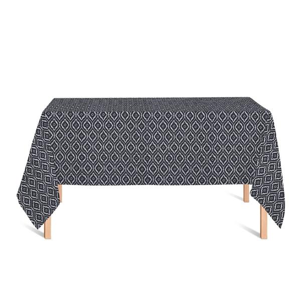 Imagem de Toalha de Mesa Retangular em Tecido Jacquard Estampado Arabesco Preto