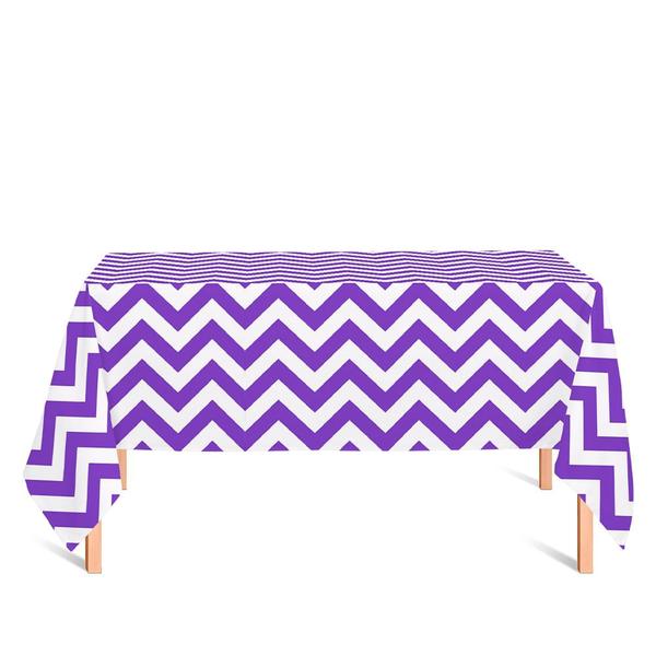 Imagem de Toalha de Mesa Retangular em Tecido Jacquard Estampado Chevron Roxo