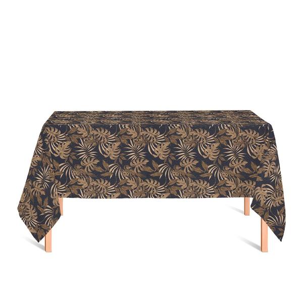 Imagem de Toalha de Mesa Retangular em Tecido Jacquard Estampado Floral Marrom Escuro