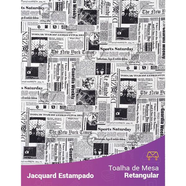 Imagem de Toalha de Mesa Retangular em Tecido Jacquard Estampado Jornal