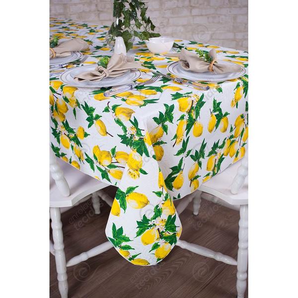 Toalha de Mesa Retangular em Tecido Jacquard Estampado Limão Siciliano Fundo Branco Imagem de Toalha de Mesa Retangular em Tecido Jacquard Estampado Limão Siciliano Fundo Branco