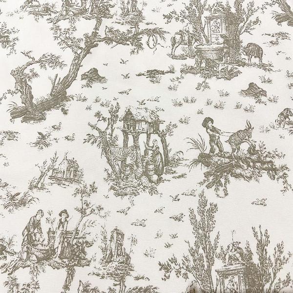 Imagem de Toalha de Mesa Retangular em Tecido Jacquard Estampado Toile de Jouy Bege