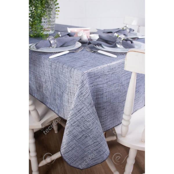 Imagem de Toalha de Mesa Retangular em Tecido Jacquard Preto Acinzentado e Prata Falso Liso Tradicional