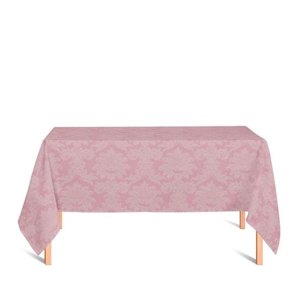 Toalha de Mesa Retangular em Tecido Jacquard Rosa Envelhecido Medalhão Tradicional - Jacquard Tradicional Imagem de Toalha de Mesa Retangular em Tecido Jacquard Rosa Envelhecido Medalhão Tradicional