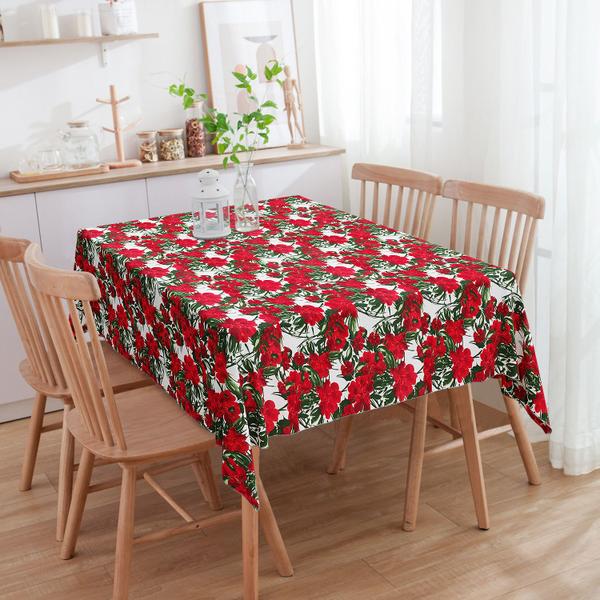 Imagem de Toalha De Mesa Retangular Estampada Florido Vermelho 3m x 1.40m