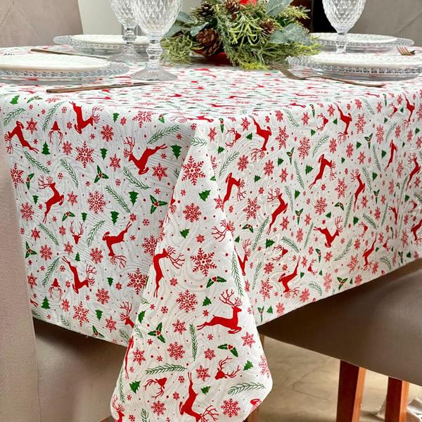 Imagem de Toalha De Mesa Retangular Estampada Natal Mesa de Jantar Natalina