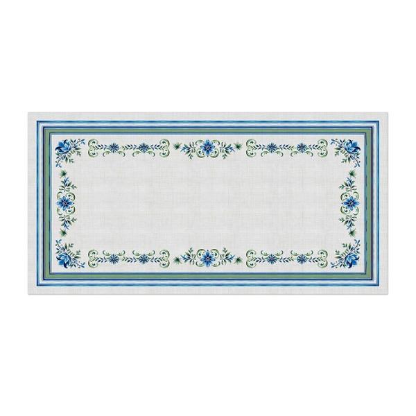 Imagem de Toalha de Mesa Retangular Floral 8 Lugares 140x270cm Floral Azul