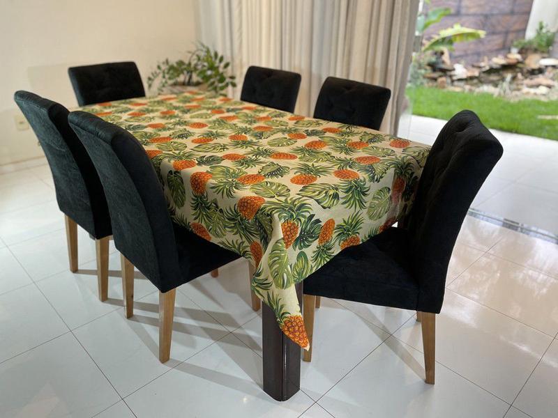 Imagem de Toalha de Mesa Retangular Gorgurinho Abacaxi Tropical - 2,20m x 1,50m Largura