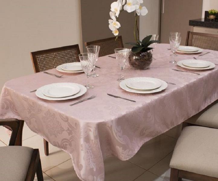 Imagem de Toalha de mesa retangular grande jacquard luxuosa 12 lugares