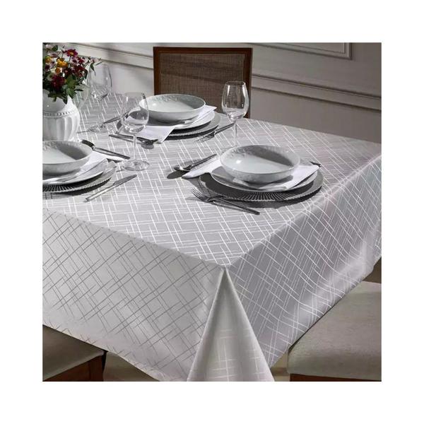 Imagem de Toalha de Mesa Retangular Jacquard Requinte Liso 8 Lugares - Quadriculados