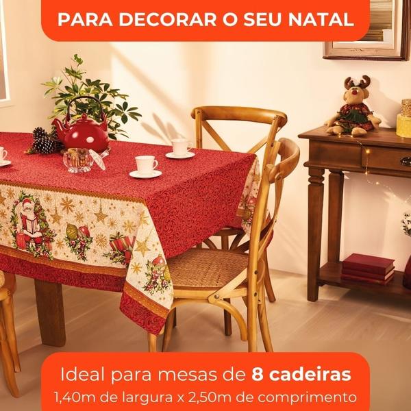 Imagem de Toalha de Mesa Retangular Lepper 8 Lugares Natal 1,40m x 2,50m Noite Feliz