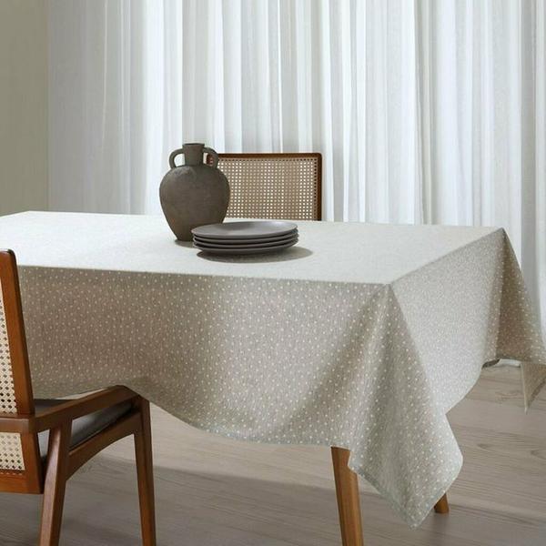 Imagem de Toalha de Mesa Retangular Limpa Fácil Clean Linhares Paloma 6 Lugares - Bege 