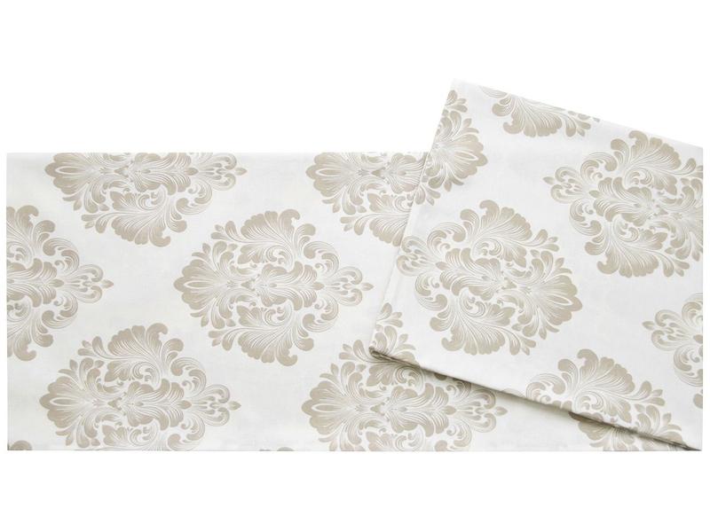 Imagem de Toalha de Mesa Retangular Naturalle Branco e Bege 180x280cm Damask