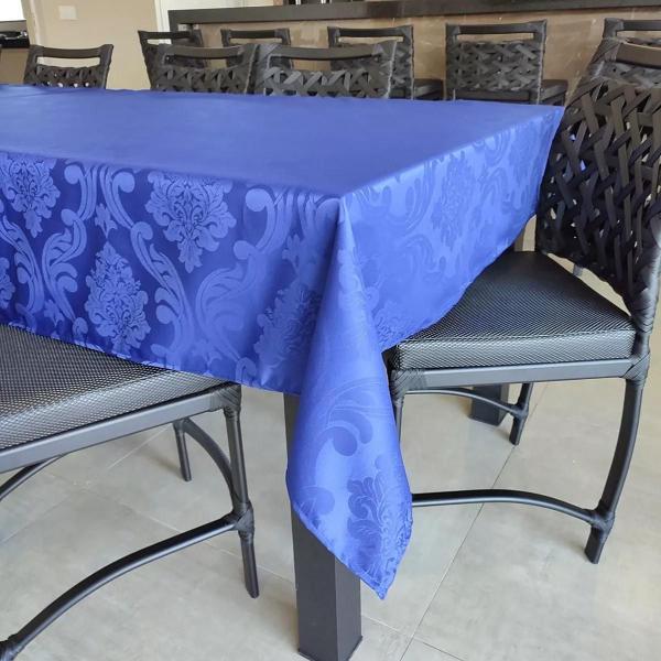 Imagem de Toalha De Mesa Retangular Sala Jantar Jacquard 12 Lugares 3,50m x 1,35m - Azul Royal