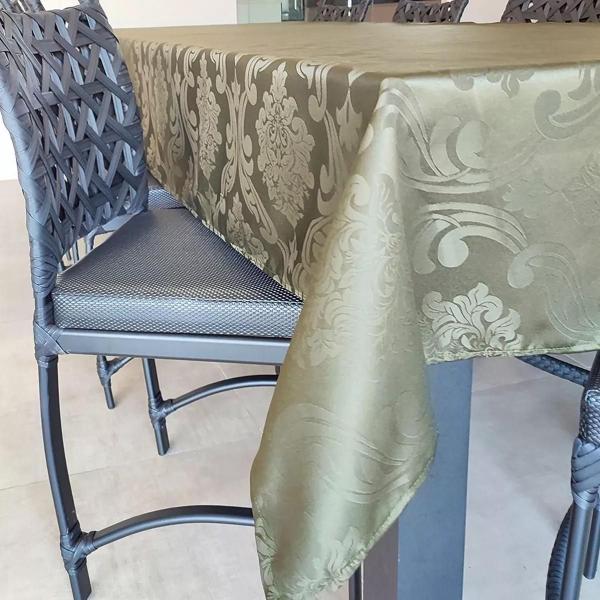 Imagem de Toalha De Mesa Retangular Sala Jantar Jacquard 12 Lugares 3,50m x 1,35m - Verde Musgo