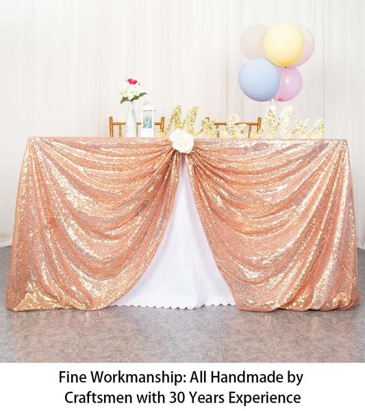 Imagem de Toalha de mesa ShiDianYi Rose Gold Sequin 90x132cm para mesa de 6 pés