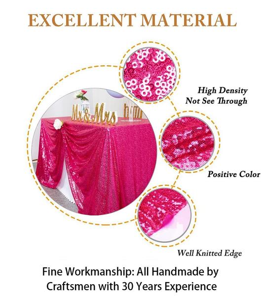 Toalha de mesa ShinyBeauty Hot Pink Sequin 90x132cm Retangular Imagem de Toalha de mesa ShinyBeauty Hot Pink Sequin 90x132cm Retangular