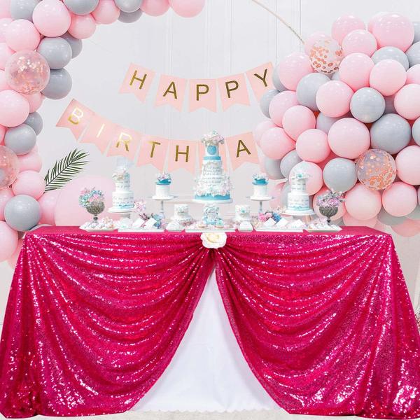 Toalha de mesa ShinyBeauty Hot Pink Sequin 90x132cm Retangular Imagem de Toalha de mesa ShinyBeauty Hot Pink Sequin 90x132cm Retangular