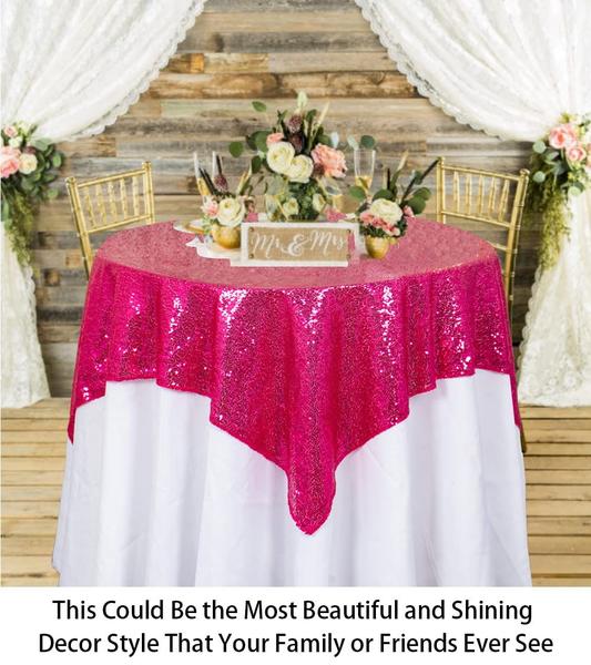 Imagem de Toalha de mesa ShinyBeauty Hot Pink Sequin 90x132cm Retangular