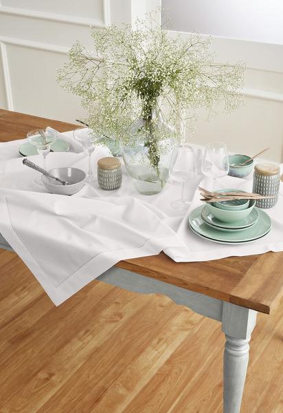 Imagem de Toalha de mesa Solino Home Cotton Linen Stitch 132x132cm branca