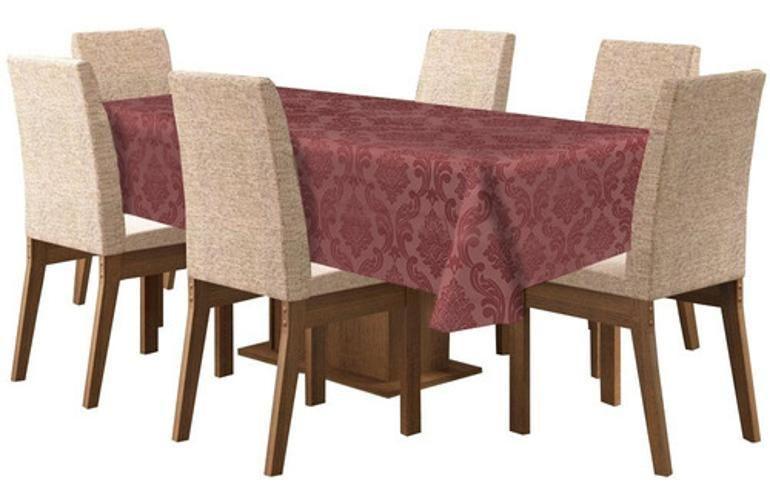 Toalha De Mesa Tecido Jacquard 8 Lugares - Vinho - Campari Imagem de Toalha De Mesa Tecido Jacquard 8 Lugares - Vinho