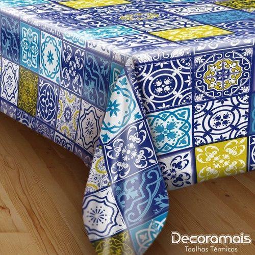 Imagem de toalha de mesa termica plastico impermeavel Azulejo Portugues Colorido 2,70 X 1,40