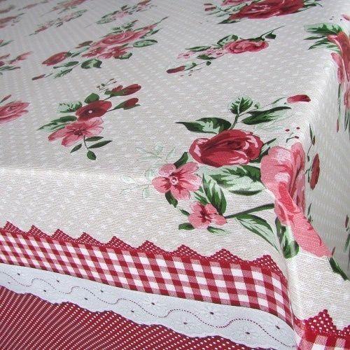 Imagem de toalha de mesa termica plastico impermeavel sofia vermelho floral 2,50 x 1,40