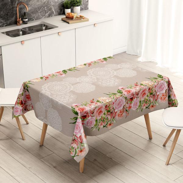 Imagem de Toalha De Mesa Térmica Pvc Renda Floral 1,40 X 3,00