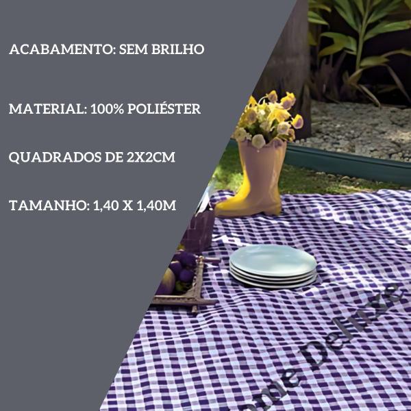 Imagem de Toalha De Mesa Xadrez Quadrada 4 Lugares Para Piquenique