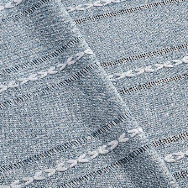 Toalha de mesa ZeeMart bordada à bainha listrada azul boho Imagem de Toalha de mesa ZeeMart bordada à bainha listrada azul boho