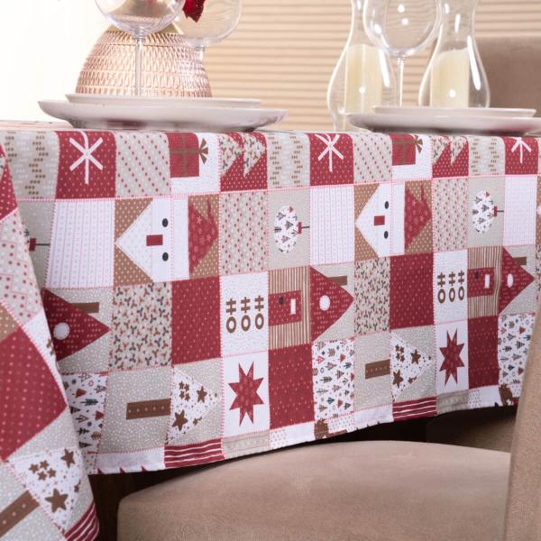 Toalha de Natal para Mesa de 6 Lugares 2,00m x 1,40m Estampa Digital e Tecido 100% Poliéster - 1 Peça - Valle Enxovais Imagem de Toalha de Natal para Mesa de 6 Lugares 2,00m x 1,40m Estampa Digital e Tecido 100% Poliéster - 1 Peça - Valle Enxovais