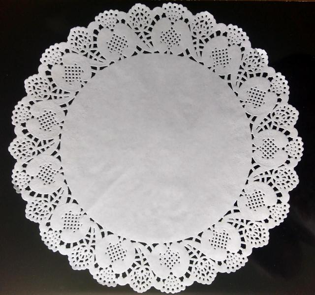 Imagem de Toalha de papel redonda rendada 35 cm  branco - 100 unid