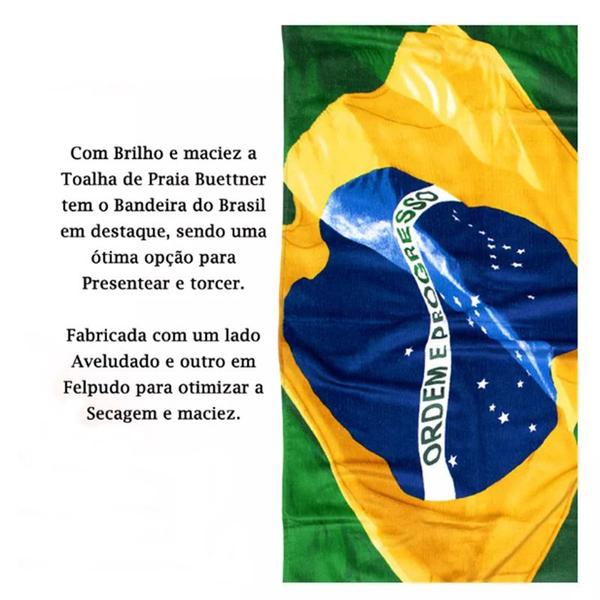 Imagem de Toalha de Praia Buettner Veludo Bandeira Tremulante Brasil 70cm x 150m Verde