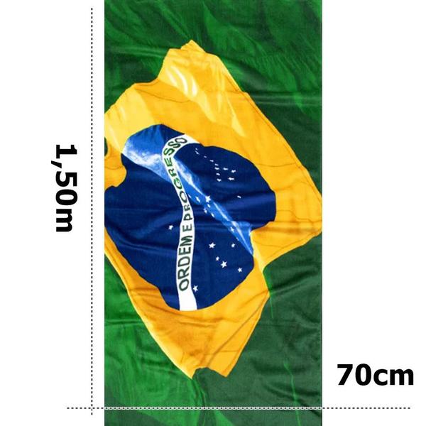 Imagem de Toalha de Praia Buettner Veludo Bandeira Tremulante Brasil 70cm x 150m Verde