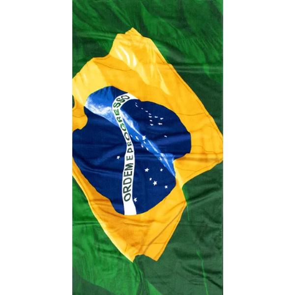 Imagem de Toalha de Praia Buettner Veludo Bandeira Tremulante Brasil 70cm x 150m Verde