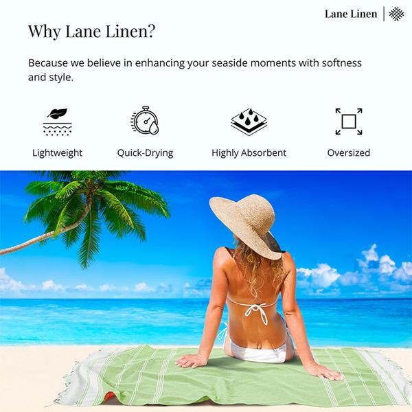 Imagem de Toalha de praia LANE LINEN Turkish Extra Grande Pré-lavada Jade Lime