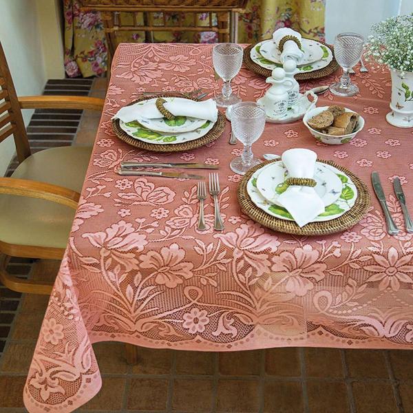 Imagem de Toalha De Renda Retangular 6 Lugares Realeza Rose 150X210Cm