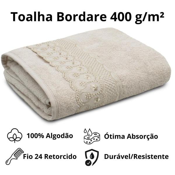 Imagem de Toalha de Rosto Bordare Appel 45x68cm 400 g/m² Bege Glace