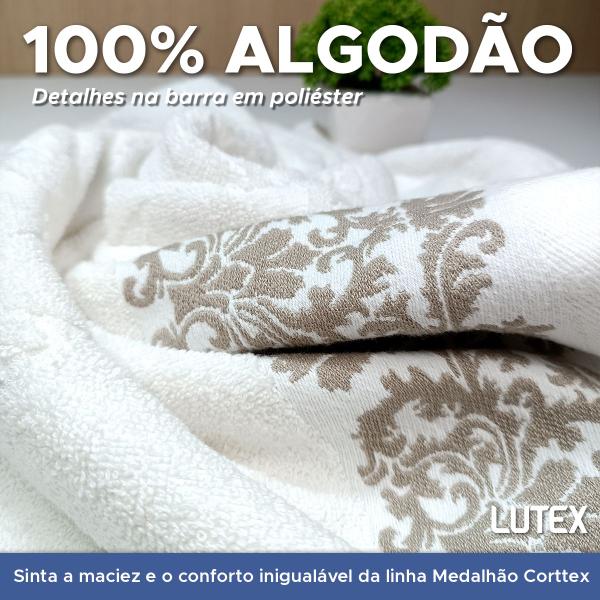 Imagem de Toalha de Rosto Corttex Medalhão Jacquard Alta Absorção Algodão Pré-Lavada Pré-Encolhida 50 x 70