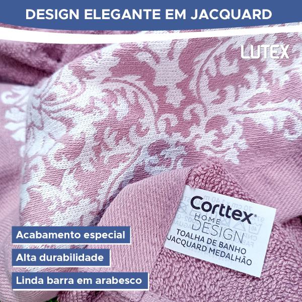Toalha de Rosto Corttex Medalhão Jacquard Alta Absorção Algodão Pré-Lavada Pré-Encolhida 50 x 70 Imagem de Toalha de Rosto Corttex Medalhão Jacquard Alta Absorção Algodão Pré-Lavada Pré-Encolhida 50 x 70