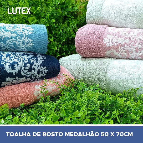 Toalha de Rosto Corttex Medalhão Jacquard Alta Absorção Algodão Pré-Lavada Pré-Encolhida 50 x 70 Imagem de Toalha de Rosto Corttex Medalhão Jacquard Alta Absorção Algodão Pré-Lavada Pré-Encolhida 50 x 70
